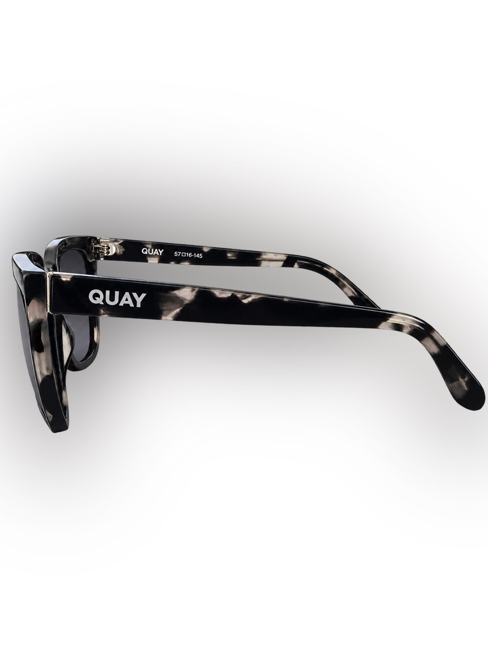 QUAY 57 Cat Eye Tortoise Shell Black Frame Gray Tinted Lenses UV400 145mm - Picture 4 of 6